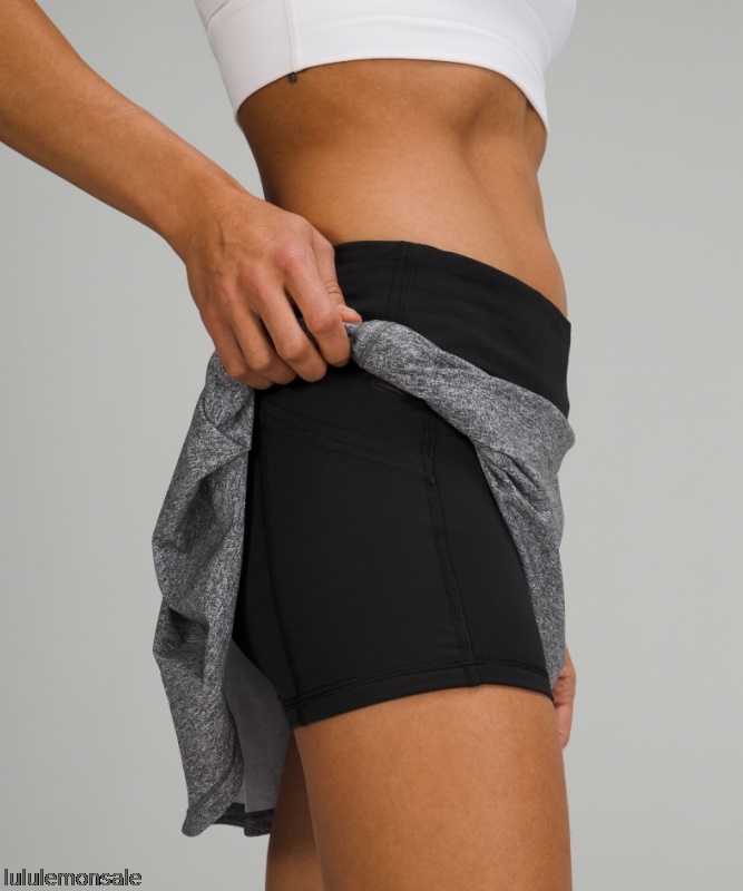 Lululemon Damen DELULU390 | Pace Rival Mittelhoher Rock Lang Meliert Lux Multi Schwarz
